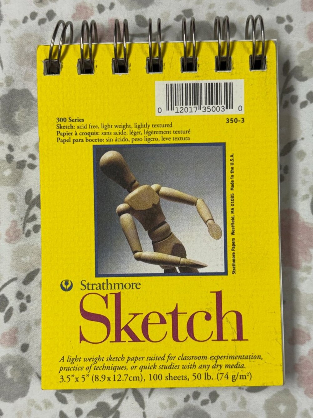 Strathmore Small Sketch Pad, Spiral Bound, ~100 Sheets, 50lb, 3.5" x 5"